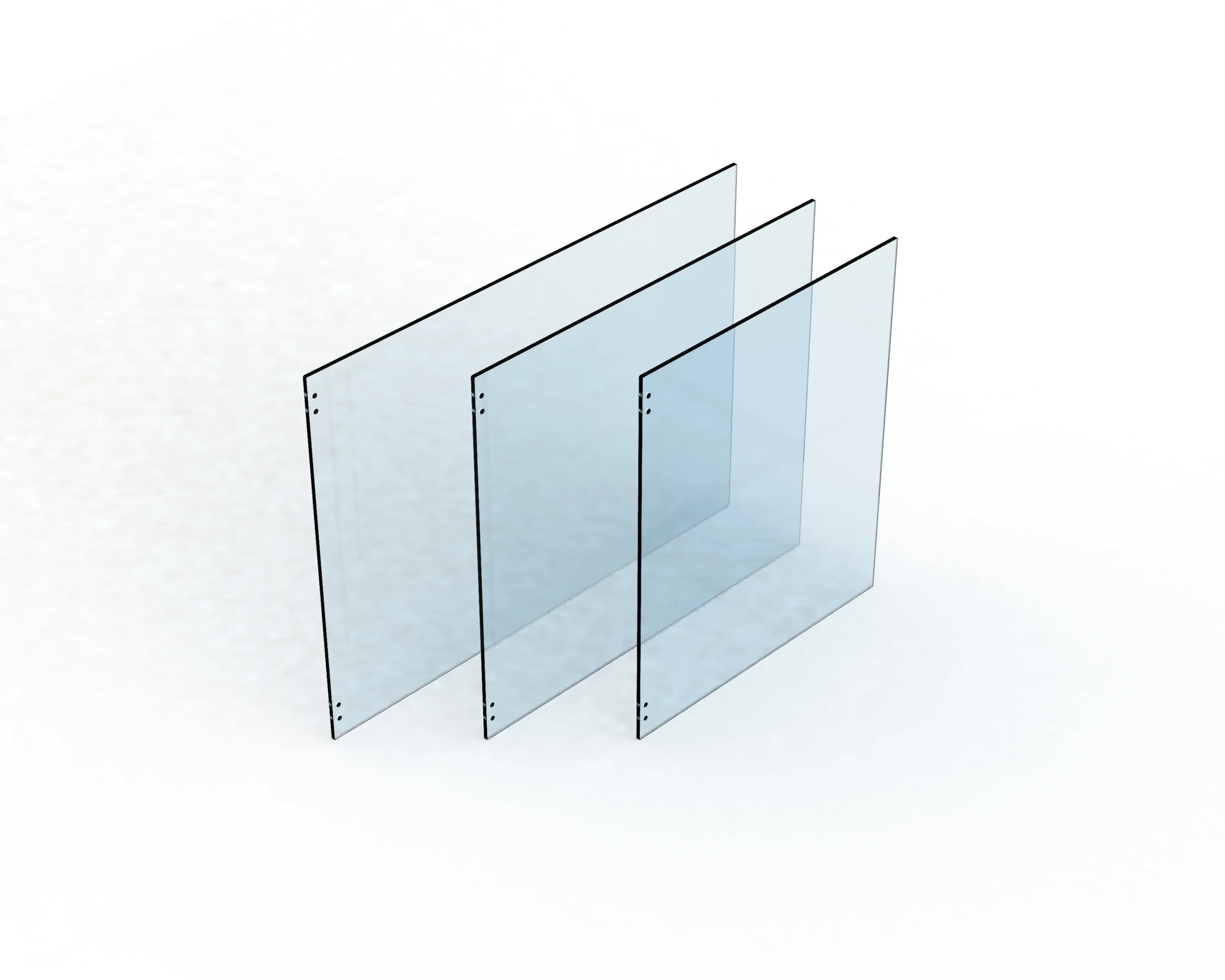 2 12mm CLEAR TOUGHENED STANDARD HINGE PANELS 1200mm HIGH
