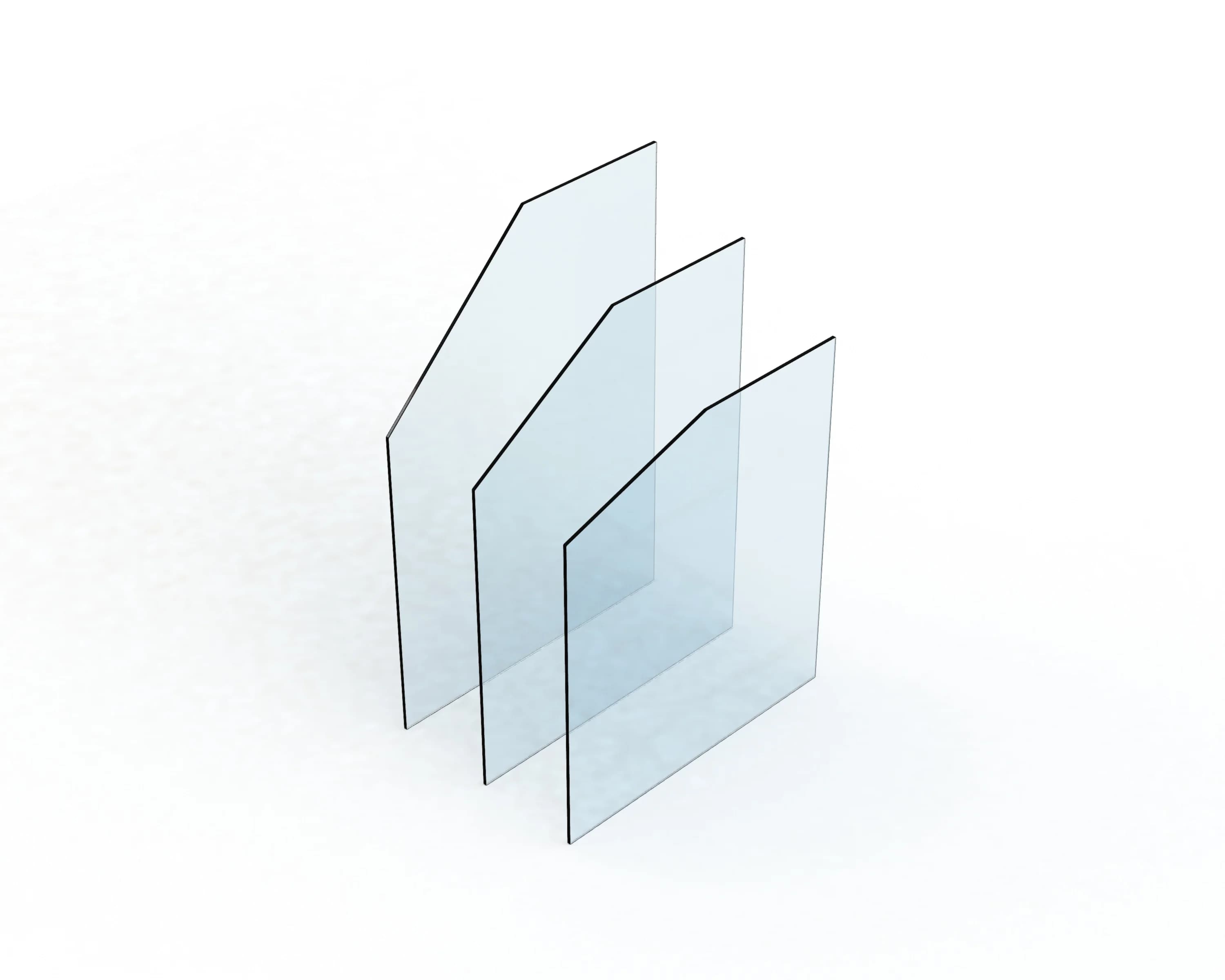 8 12mm CLEAR TOUGHENED RAKED PANELS 1200mm WIDE