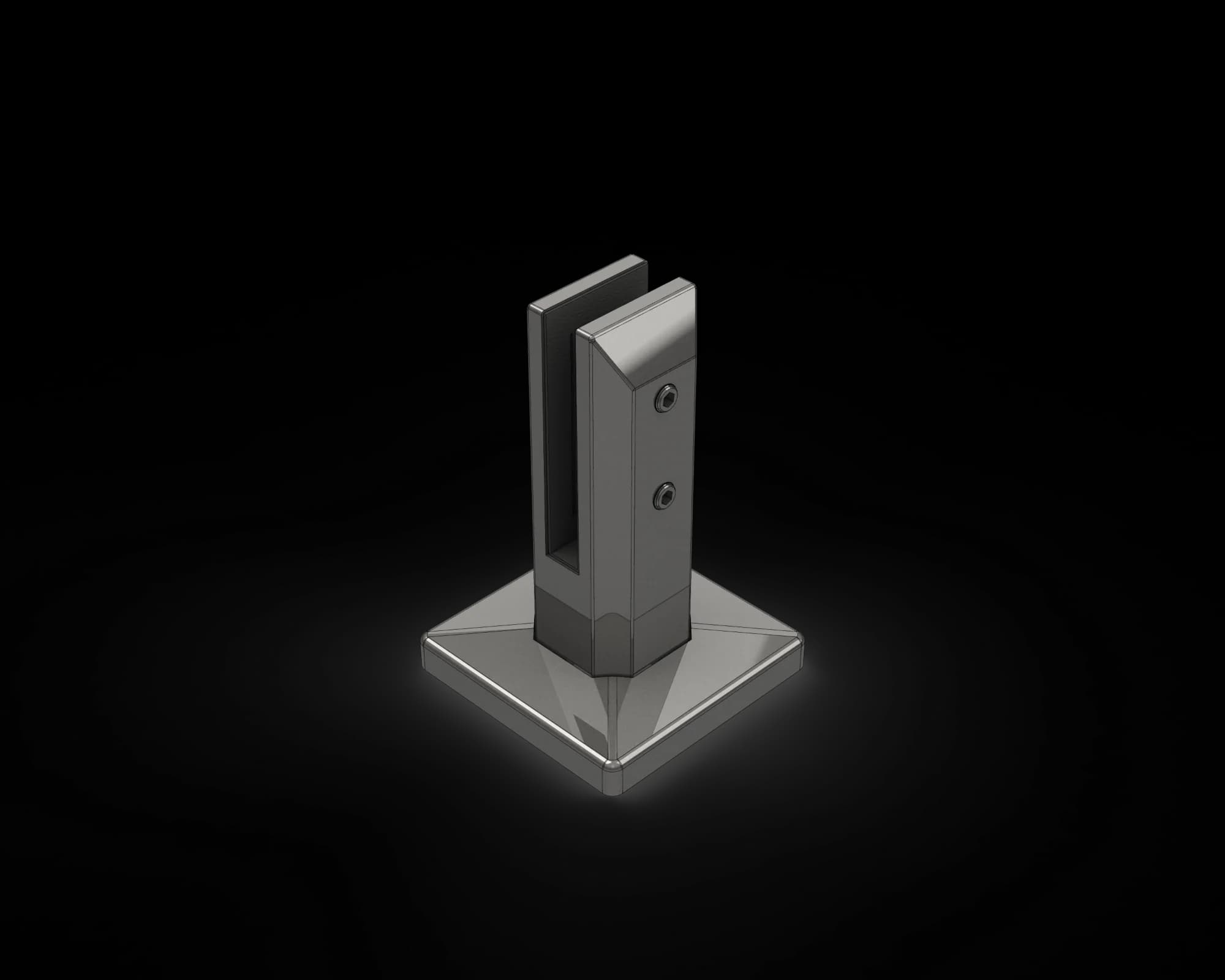 160mm Insulated Square Base Plated Spigot for 12mm Glass