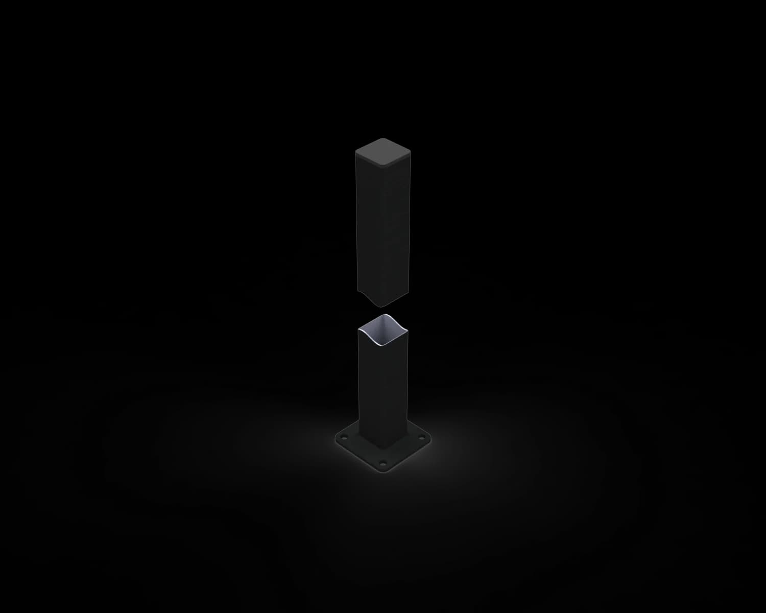 Aluminium 50x50x2mm SHS Post with Base Plate 1350mm